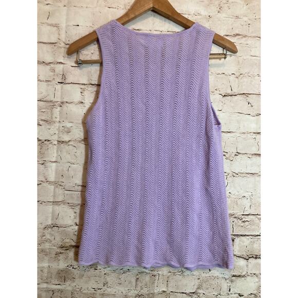 Burgess Top Women Large Silk Blend Lavender Open Knit Beachy Coquette Soft Girl - Picture 9 of 11